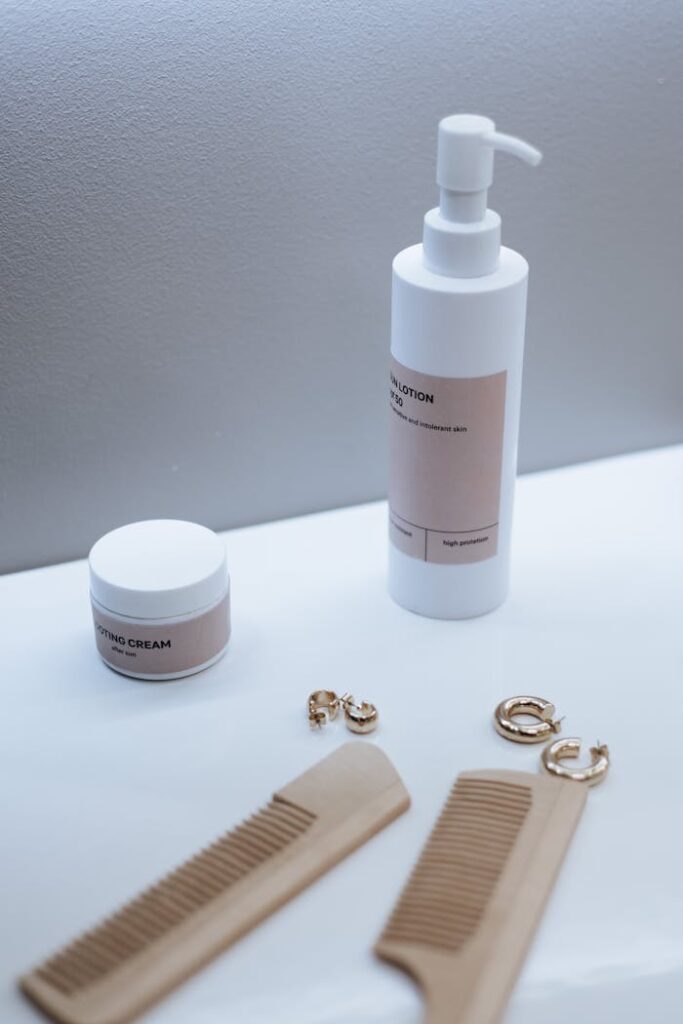 Mastering the First Impression: Your intriguing post title goes here A serene bathroom setting featuring cosmetic products, wooden combs, and jewelry for a luxurious feel.